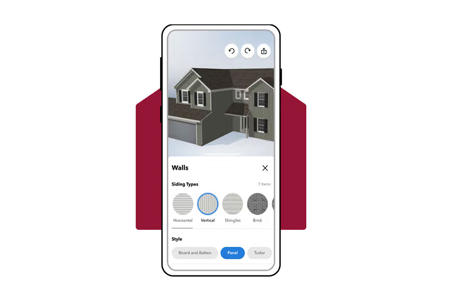 A digital depiction of a smartphone taking pictures of a residential home in Springfield, IL, to get accurate descriptions and measurements of the property.