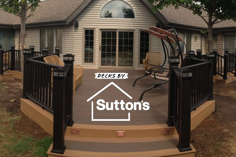 A newly constructed deck, built by Sutton's, for a home in Chatham, IL.