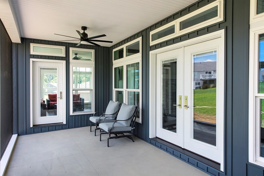 This is a photo of a sunroom with newly installed ProVia Doors and Windows installed by Sutton’s in Springfield, IL.