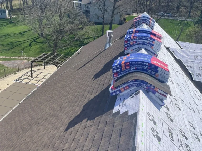 Springfield IL roof half torn off with GAF Tiger Paw underlayment installed by Sutton’s