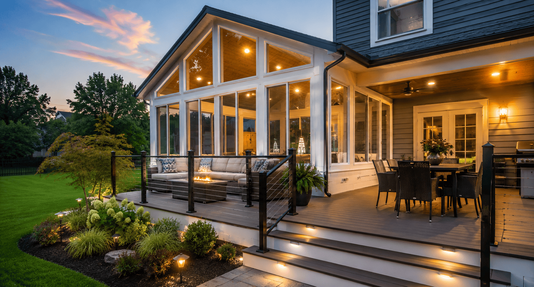 Home Improvement Cost in Springfield, IL Home improvement cost Springfield IL — recent sunroom and deck project by Sutton's