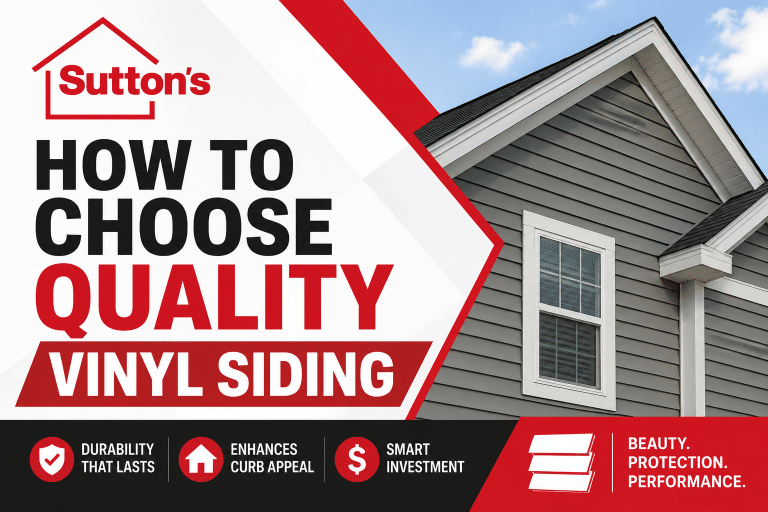 How to Choose Quality Vinyl Siding: What Central Illinois Homeowners Should Look For Sutton's guide to choosing quality vinyl siding featuring a modern home with gray vinyl siding and tips for selecting durable, attractive, and long-lasting siding for your home.